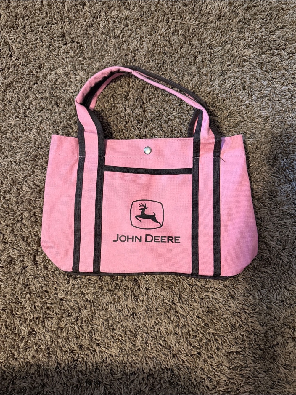 John Deere Pink Canvas Tote with Dark Trim